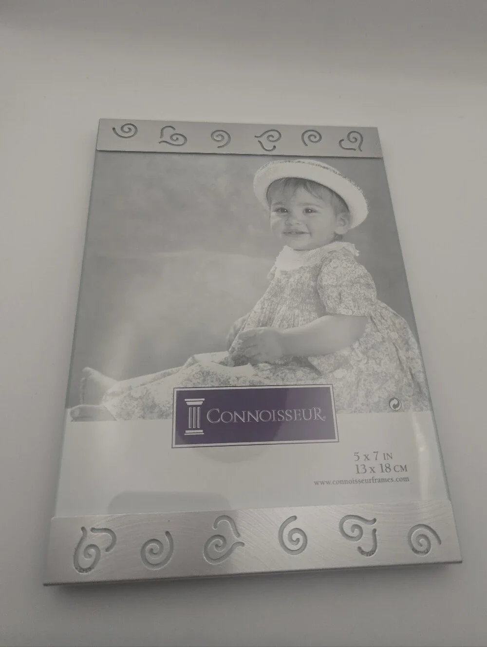 Connoisseur Silver Swirl Metal Picture Frame 5x7 Vertical Tabletop Only